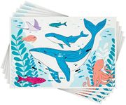 BLUE PANDA - Stick-On Disposable Baby Placemats for Kids, Fun Under The Sea (12 x 18 in, 50 Pack)