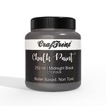 CrafTreat Midnight Black - Chalk Paint for Wood Furniture, Wall, Home Decor, Glass, DIY Craft - Matte Acrylic Multi Surface Paint - 250 ML