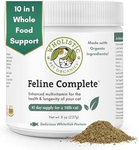 Wholistic Pet Organics Feline Complete: Cat Multivitamins Powder - 8 oz - Cat Probiotics for Indoor Cats - Immune Support Supplement for Cats - Essential Vitamins and Supplement for Cats Skin & Coat