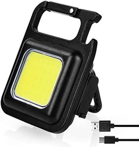 URAQT Mini Lampe de Travail Portable, 7 Modes Porte-clés Lampe de Poche, 800LM USB Base Magnétique Étanche Lampes d'inspection Rechargeable avec Ouvre-Bouteille pour Camping/Repair/Emergency