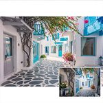 CSFOTO 6x4ft Polyester Greek Santorini Background Backdrop Greece Backdrop for Party Narrow Street Backdrop Morocco Background Greece Wedding Background Music Drama Backdrop Wedding Photo Wallpaper