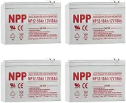 NPP NP12-10Ah(F2, 4Pcs) 12V 10Ah Rechargeable SLA Scooter Battery F2 Style Terminals for Pride Mobility GoGo Scooter, BP12-12, Neuton Mowers CE5 UB12100-S, Security Systems