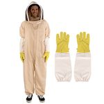 zelaby Bee Suit, Full Body Beekeeping Clothes Gloves Veil Hood Hat Protective Beekeeping Suit Jacket Beekeepers Supplies Equipment Adult（L）