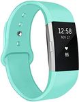 NAHAI Bands Compatible with Fitbit Charge 2, Soft Silicone Bands Adjustable Sport Wristbands Strap Accessories for Fitbit Charge 2, Women Men, Large, Teal