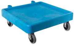 Carlisle FoodService Products E-Z Glide Warewashing Rack Dolly Dishwashing Rack Dolly with Drain for Kitchen and Restaurants, Plastic, Blue