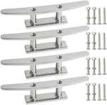 VEITHI 5 inch Boat Cleat Flat Top 4 Pack, 316 Stainless Steel Boat Dock Cleats,Rope Cleat,Dock Cleats with Screws for Marine or Nautical Decor and Dock Cleat Decorative.