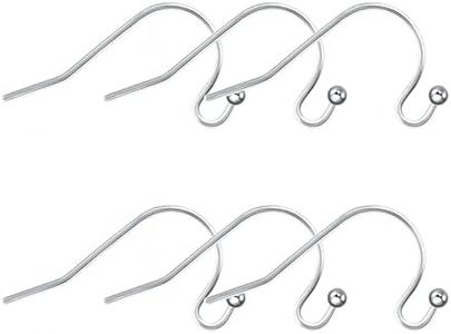 6pcs 20G Ball Dot Earring Hooks Pure Titanium Earring Findings for Jewelry Making White Gold Plated