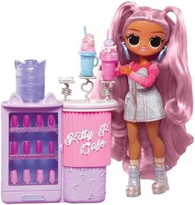 L.O.L. Surprise! OMG Sweet Nails - Kitty K Café - con 15 Sorpresas: Esmalte de uñas Real, Manicura a presión, Hojas de Pegatinas, Purpurina, 1 Muñeca de Moda y Más - para Niños +4 Años