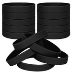 LVNRIDS 30 PCS Silicone Bracelets Wristbands for kid, Sports Rubber Elastic Wristband Bracelet for School Activity Party Favors Decorations Black