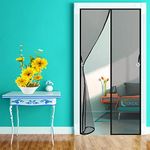 Reversible Left Right Side Opening Magnetic Screen Door, 130x245cm with Magnets, Removable Anti-Tearing Fiberglass Insect Fly Mesh for Front Back Door, Black, 663 Size