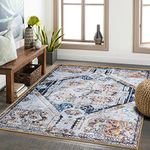 Calore Vintage Area Rugs Living Room Rug, Non-Slip Soft Short Pile Carpet for Easy Clean, Chic Traditional Rug for Living Room Bedroom Dining Room (Retro Beige, 120 x 160 cm)