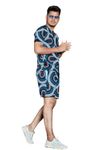 EIMEAR ENTERPRISE - Men's Soft Poly Lycra Digital Prined T-Shirts with Pajama Shorts Night Suit Set. (Large, Blue Circle)