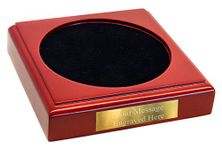 Personalised Wooden Plinth Base Display Precious Items With Engraved Plaque (Gold) - Enter Your Own Custom Text