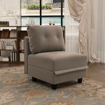 LLappuil Modular Sofa Middle Module with Storage for Customizable Sectional Couch, Accent Armless Chair, Waterproof, Anti-Scratch and Antistatic Fabric Sectional, Brown