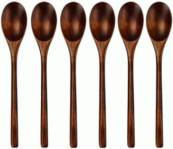 AOOSY Spoons, Wooden Spoons for Eating, 6 Pieces Japanese Natural Plant Ellipse Wooden Ladle Spoon Set for Cooking Mixing Stirring Honey Tea Soda Dessert Coconut Bowl Nonstick Pots Kitchen