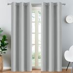 Yakamok Room Darkening Grommet Window Drapes Thermal Insulated Light Blocking Light Grey Blackout Curtains for Bedroom(52Wx90L,Light Gray,2 Panels)