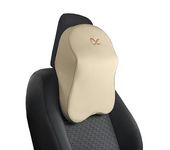 SOFT X Memory Foam Car Head Rest Pillow for Driving Neck Rest & Cervical Support Comfortable Rides, Superior Neck Support Cushion, Relieves Neck Pain, Washable Velvet Cover- Large (Beige)