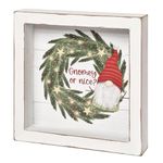 Blossom Bucket Gnomey Or Nice Christmas Wreath Shadow Box Sign