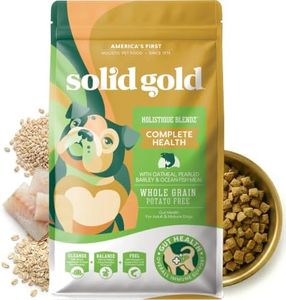 Solid Gold Dry Dog Food for Adult & Senior Dogs - Made with Oatmeal, Pearled Barley, and Fish Meal - Holistique Blendz Potato Free High Fiber Dog Food for Sensitive Stomach & Immune Support -24 LB