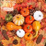 Artificial Pumpkins Set, 88 PCS Artificial Pumpkins Autumn Decoration Set, Thanksgiving Pumpkins Fall Decorations for Home, Fake Pumpkins for Decorating Thanksgiving Halloween Seasonal Table Decor