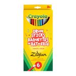 Zildjian Crayola Kids Drumsticks 6 Pack with Practice Pad- 6 Pack coloured sticks