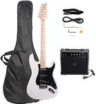 Trayoz Full-Size Electric Guitar Kit with 20Watt Amp, SSS Pickups Beginner Electric Guitars Kit W/All Accessories Strap, Gig Bag & Cable (White)