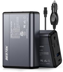 BESTEK 150W Power Inverter DC 12V to 110V AC Converter 4.2A Dual USB Car Adapter, Thinner Design with ETL Listed, Grey/Black