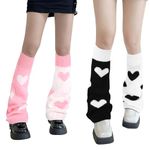 QKURT 2 Pairs of Leg Warmers, Winter Thermal Legwarmers Y2K Leg Warmers Knitted Leg Warmers Knee High Legwarmers