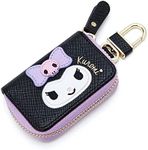 Huositi Cute cartoon small wallet ladies short wallet leather bag men's key case (Black), Black