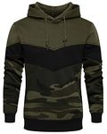 Mooncolour Mens Novelty Color Block Hoodies Cozy Sport Outwear Camo Green