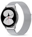 PIOWNN Strap Compatible with Samsung Galaxy Watch 4 Strap 40mm 44mm/Watch 5/Watch 6/Watch 5 Pro/Watch 4 Classic/Watch 6 Classic, 20mm Metal Strap for Galaxy Watch Active 2/Watch 3 41mm, Silver