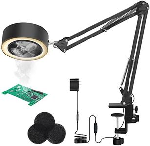 Solder Fume Extractor Smoke Absorber Remover with 3 Carbon Filters, LED Lamp with 3 Colors 10 Brightness, 26in Adjustable Arm Soldering Fan for ESD DIY Working Soldering Desoldering Rework Station