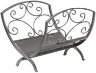 BestNest Panacea 15983 Flourishing Scrolls Folding Log Bin, Antique Iron