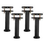 Bed Support Legs, Metal Adjustable Legs for Bed, Heavy Duty Bed Center Frame Middle Reinforce Circular Bottom Extendable Slat Support Leg for Cabinet Sofa Bed Frame Replacement Parts (Black 4 Pcs)