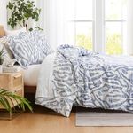 Southshore Fine Living, Inc. Oversized King Size Comforter Bedding Set, Down Alternative Filling, Modern Abstract Bed Spread, King/Cal King Comforter & Matching Shams, Blue Khari