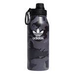 adidas Originals 1 Liter (32 oz) Metal Water Bottle, Hot/Cold Double-Walled Insulated 18/8 Stainless Steel, Adi Camo Black/Black/White, One size