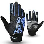 FDX Full Finger Winter Cycling Gloves, Thermal Warm, Water Resistant, Windproof, Anti- Shocking Gel Padded Palms, Touchscreen, Breathable Anti-Slip Men Women MTB, Racing, Riding, Running, (Blue XL)