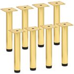 TCHOSUZ 7 inch / 18cm Adjustable Metal Furniture Legs, Pack of 8 Round Gold Iron Heavy Duty Sofa Legs, DIY Replacement Feet for Couch Table Cabinet Bed Ottoman Dresser