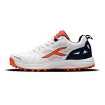 Hundred TerraField Cricket Shoes | TerraSpike Rubber Studs | Embedded Support Plate for Stability | Lightweight & Durable | Ideal for Turf, Ground & Hard Surfaces (White/Orange/Navy ; UK 8)