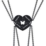 VNOX 2/3/4/5 Pcs Customize Personalised Friendship/Love Family Butterfly Heart Puzzle Couple Pendant Necklaces for Lover Friend BFF,Stainless Steel Jewellery,Free Engraving