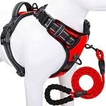 Dog Harness & Leash Dog Belt- No Pull Dog Harness with 3M Reflective Oxford Fabric Vest - Easy Control Dogs - Includes Heavy Duty 5ft Dog Leash - Friendly Design by Neomart (Large, RED)