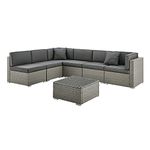 Rattan Garden Furniture Set Sunbed Sofa Modular Seating & Coffee Table Outdoor Patio Dining Set (Grey)