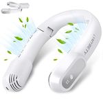 LYMYBETY Portable Neck Fan, Rechargeable Hanging Neck Fan, Bladeless Hands Free Fan with 3 Speeds, 4000mAh Battery Operated, for Men Women Kids Home Office Travel Outdoo (White 4000mAh)