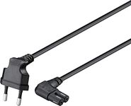 Goobay 73019 Power Cable Euro Plug to 2-Pin Double Socket Angled for Sonos Play Monitors Radios 2 m Black