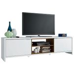 Madesa TV Stand with Storage Space and Cable Management, for TVs up to 75 Inches, Wood, 180 W x 48 H x 39 D Cm - White/Rustic