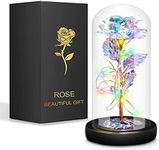 Mom for Mothers Day Rose Flower for Women, Mother Day Mom from Daughter Son, Birthday for Women, Rainbow Rose Flower, Anniversary, Wedding, Light Up Rose in A Glass Dome