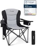 KingCamp XL Camping Chairs for Adults, Heavy Duty Folding Camping Chair Up to 452 lbs, Padded Camp Chair with Armrest/Cooler Bag/Lumbar Back/Cup Holder, High Back Chairs for Garden Beach, Black