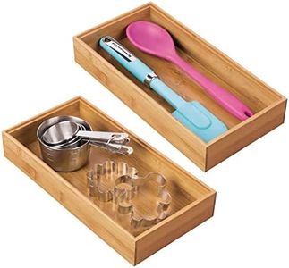 mDesign Bamboo Drawer Organiser for Cutlery in Kitchen Drawer - 30.5 cm Long Stackable Storage Tray for Cabinet, Countertop, Cupboard, and Shelf - Utensil Holder, Echo Collection, 6 Pack, Natural Wood
