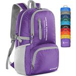 ZOMAKE 35L Packable Hiking Backpack,Lightweight Foldable Backpacks,Water Resistant Back Pack(Purple)