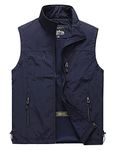 Sukany Men's Casual Utility Fishing Vest Lightweight Outdoor Work Safari Travel Photo Multi Pockets Waistcoats Blue M